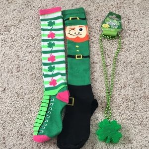 St. paddy’s day socks and necklace